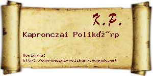 Kapronczai Polikárp névjegykártya